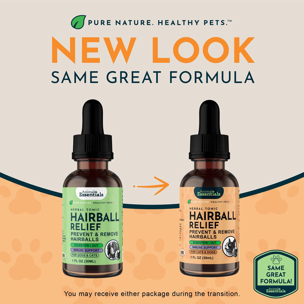 Animal Essentials Herbal Tonic Blend Hairball Relief Prevents & Removes Hairballs for Dogs & Cats - Dog Supplements &