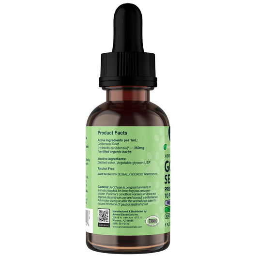 Animal Essentials Herbal Tonic Golden Seal Promotes Resistance to Pathogens for Dogs & Cats 1-oz - Dog Supplements &