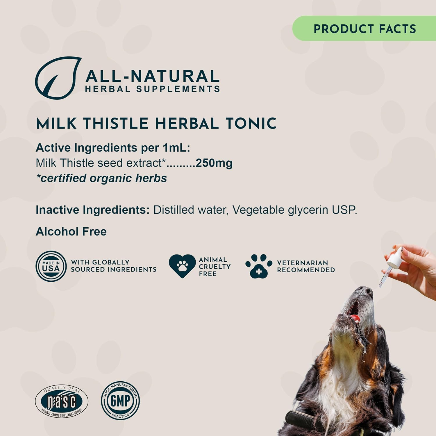 Animal Essentials Herbal Tonic Milk Thistle Supports Healthy Liver Function for Dogs & Cats - Dog Supplements &