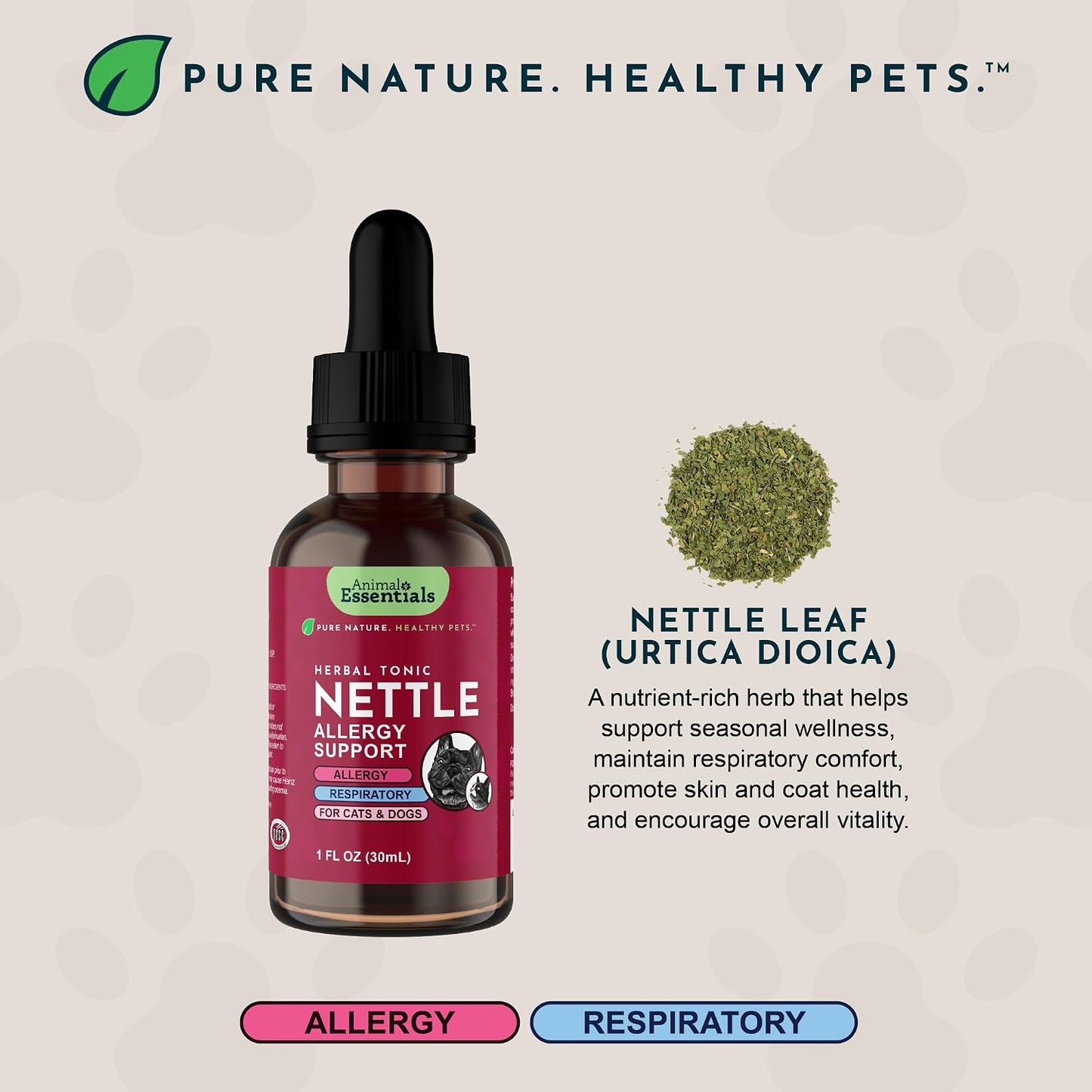 Animal Essentials Herbal Tonic Nettle Allergy Support for Dogs & Cats - Dog Supplements & Vitamins 8