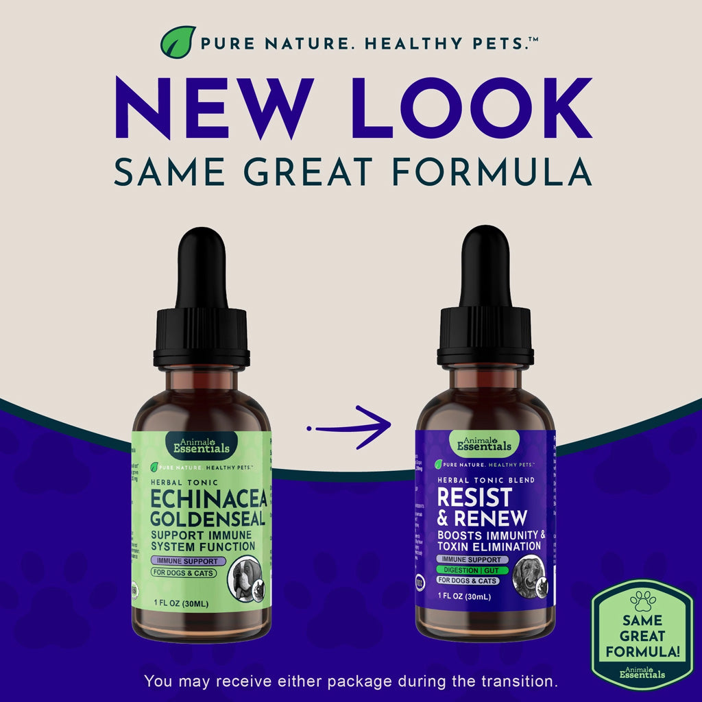 Animal Essentials Herbal Tonic Resist & Renew Boosts Immunity & Toxin Elimination for Dogs & Cats - Dog Supplements &