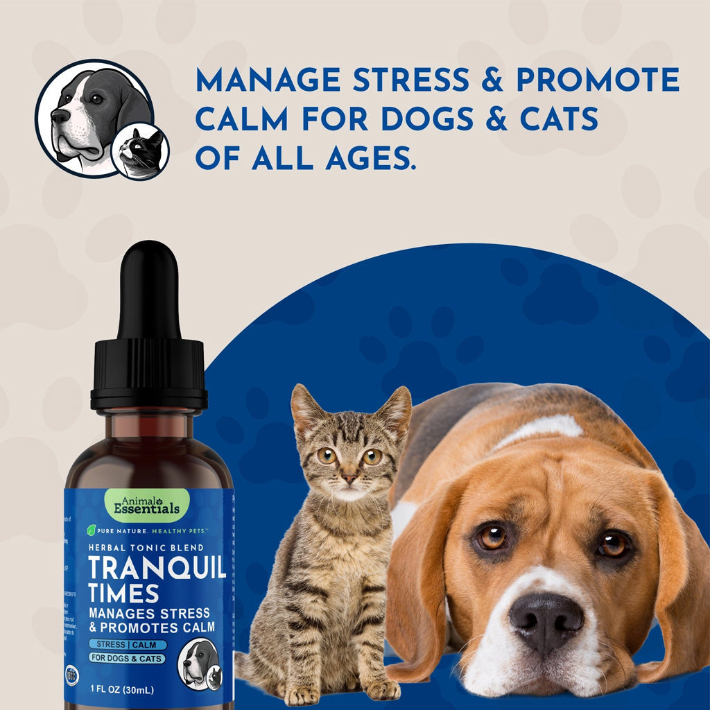 Animal Essentials Herbal Tonic Tranquil Times Manages Stress & Promotes Calm for Dogs & Cats - Dog Supplements &