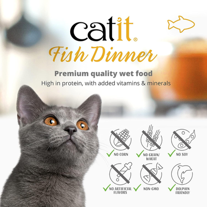 Catit Dinner Variety Pack Grain-Free Fish Wet Cat Food Topper (2.6 oz Can Case of 12) - Cat Food 10