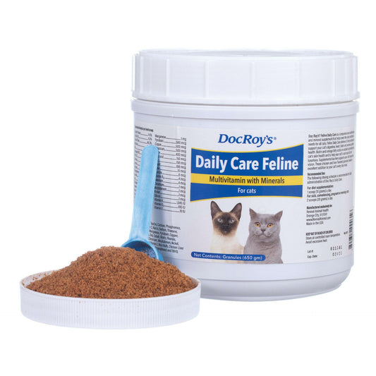 White Container, Doc Roy's Daily Care Feline, 650 gm granules