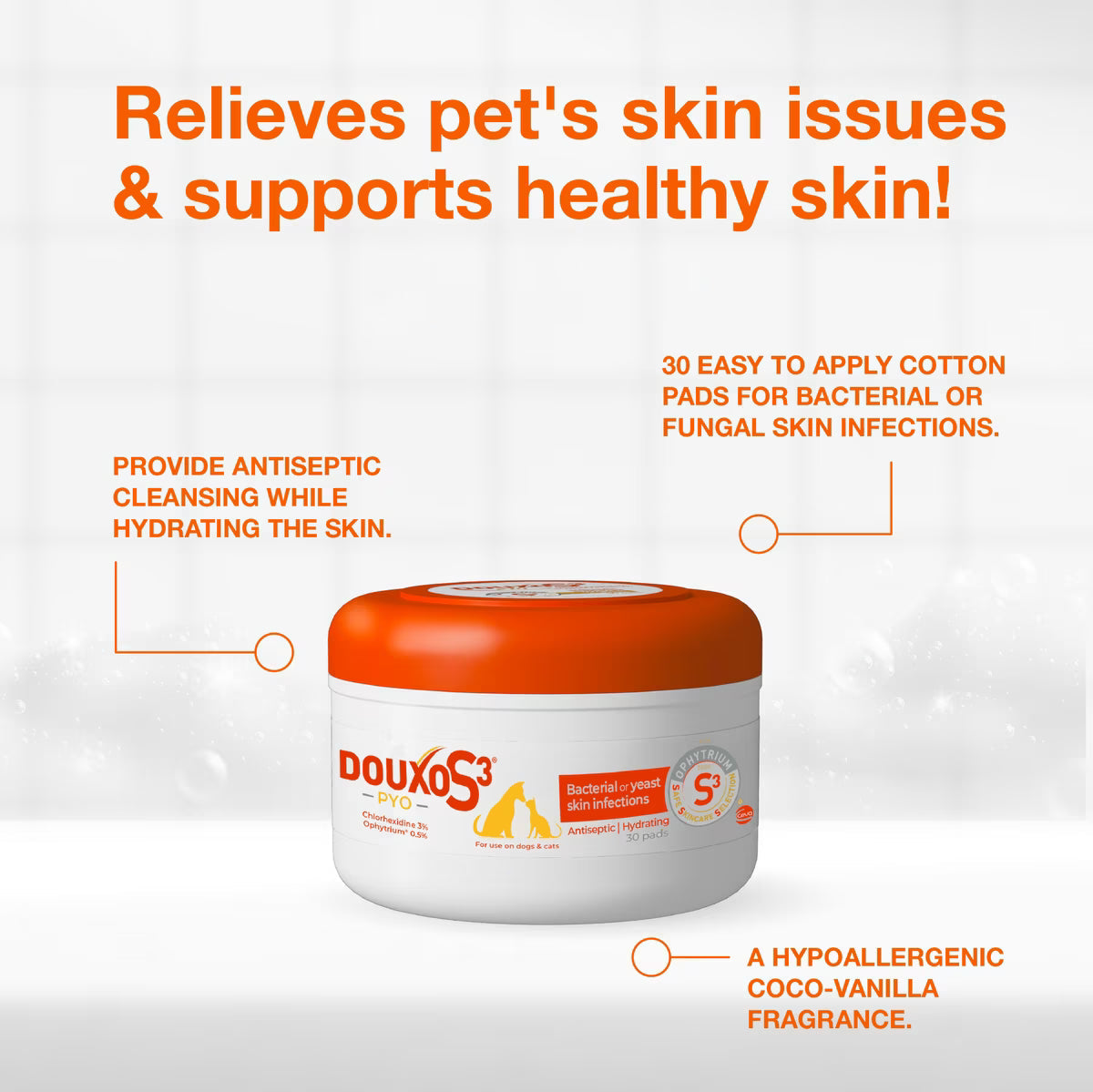 Douxo S3 PYO Antiseptic Antifungal Chlorhexidine Dog & Cat Wipes - All Dog Grooming 6