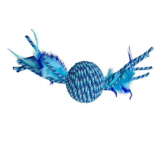 Ethical Pet Spot Elasteeez Ball & Feathers Cat Toy, Color Varies, 1-count