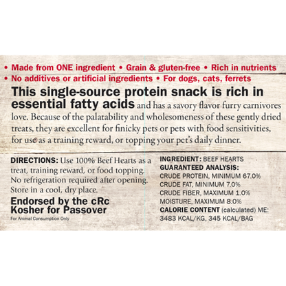 Evanger’s Freeze-Dried Beef Hearts Dog & Cat Treats (3.5 oz) - dog treat 3