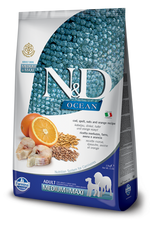 Farmina Ocean N&D Natural & Delicious Medium & Maxi Adult Cod, Spelt, Oats & Orange Dry Dog Food