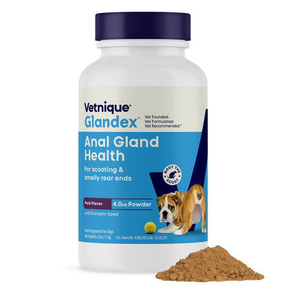 Glandex Anal Gland Support Pork Liver Flavored Powder for Dogs & Cats - 4 oz - Dog & Cat Digestive & Probiotics