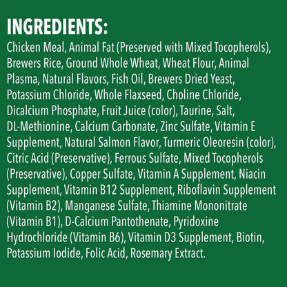Greenies Feline SmartBites Skin & Fur Salmon Flavor ingredients