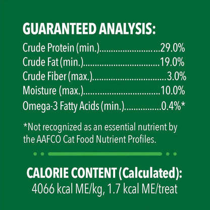Greenies Feline SmartBites Skin & Fur Salmon Flavor guaranteed analysis