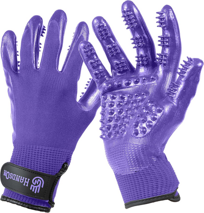 HandsOn Bathing & Grooming Gloves for Cats Dogs & Horses - Purple / Small - Gloves 7