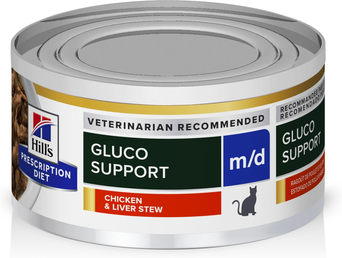 Hill’s Prescription Diet m/d GlucoSupport Chicken & Liver Stew Canned Cat Food (2.9 oz x 24 cans) - Prescription Cat