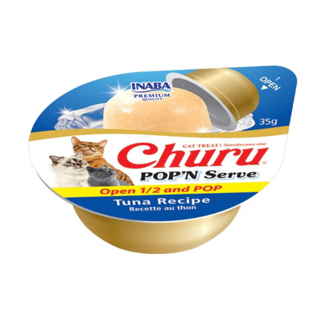Inaba Churu Pop’n Serve Tuna Recipe Grain-Free Lickable Cat Treats 1.2-oz cup - Cat Treats 3