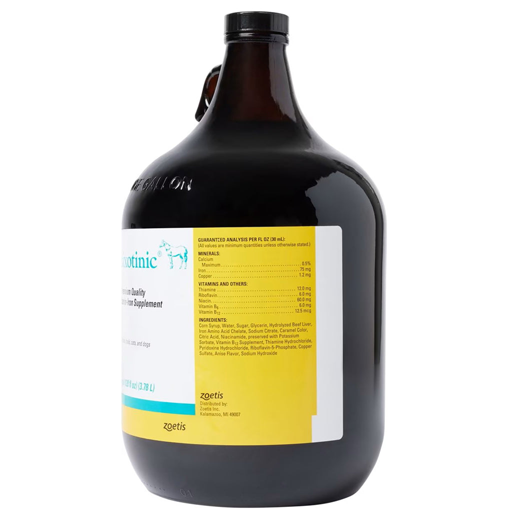 Side label of Lixotinic Liquid Vitamin & Mineral Supplement for Horses, Cats and Dogs