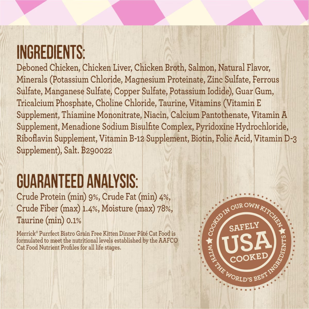 Merrick Purrfect Bistro Grain Free Premium Pate Kitten Wet Cat Food Chicken Dinner Recipe for Kittens (5.5 oz x 24