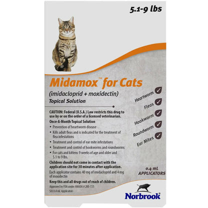 Midamox for Cats, 5.1-9 lbs 1 dose