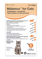 Midamox Topical Solution for Cats 5.1-9 lbs Orange Box - 6 Doses (6-mos. supply) - Pet Medicine 1