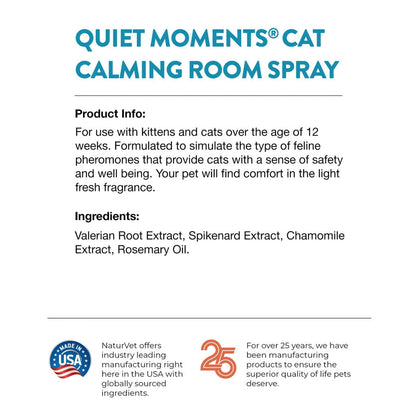 NaturVet Quiet Moments Herbal Calming Room Spray for Cats