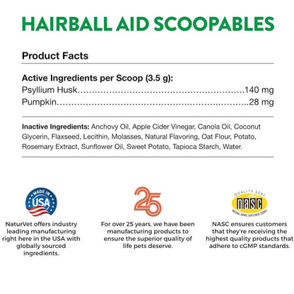 NaturVet Hairball Aid Daily Support Scoopables Plus Pumpkin for Cats