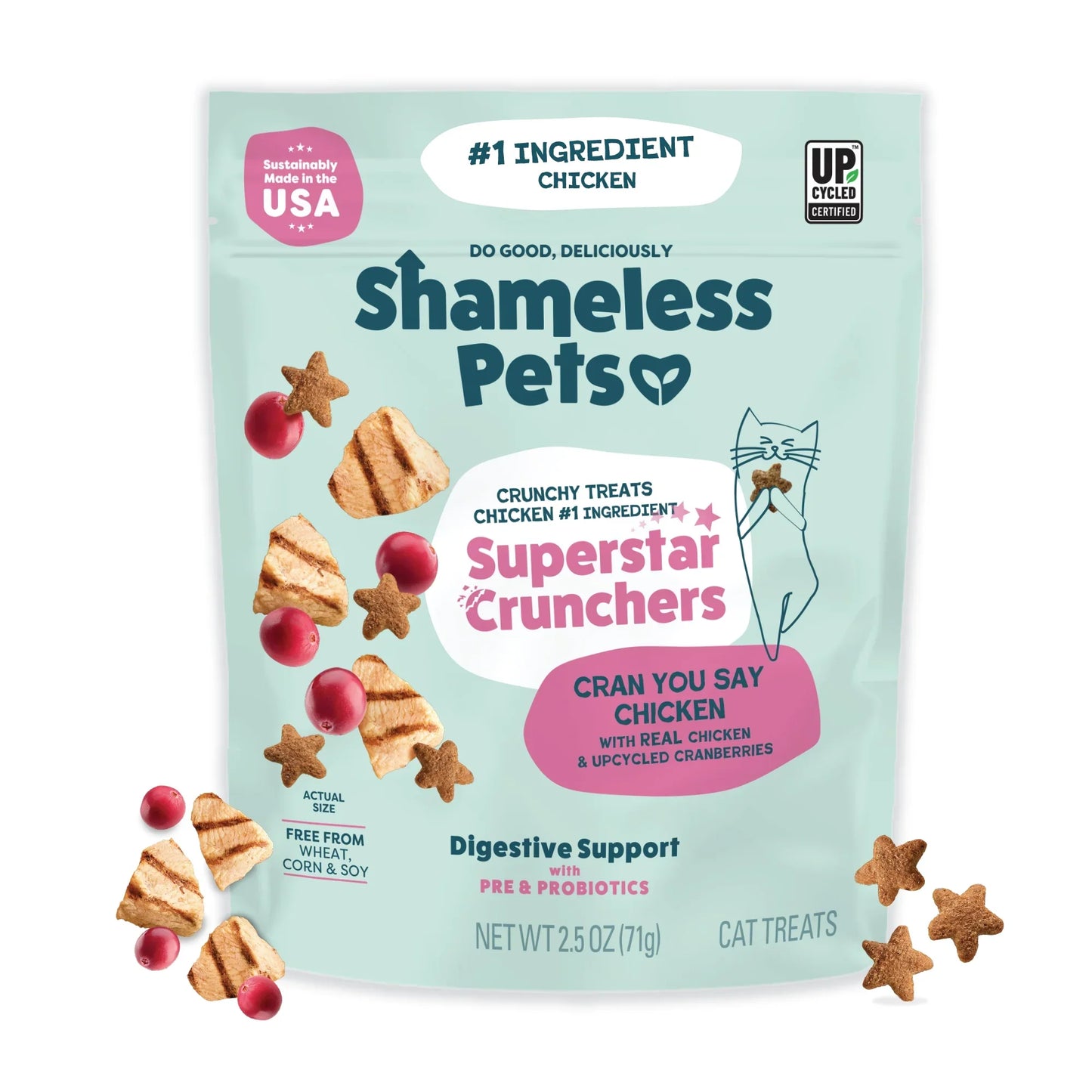 Shameless Pets Superstar Crunchers Cran You Say Chicken For Cats (2.5 oz) - Cat Biscuits & Crunchy Treats 1