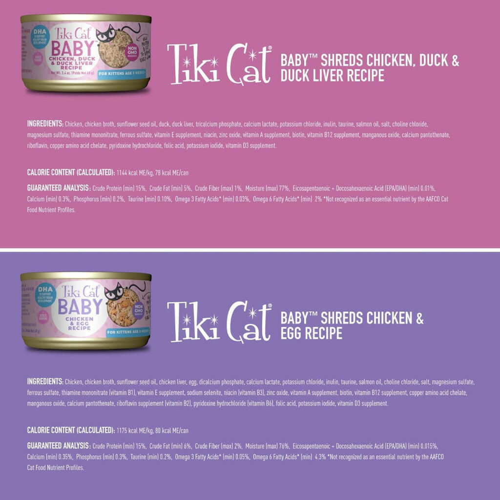 Flavrs of tiki cat baby wet food
