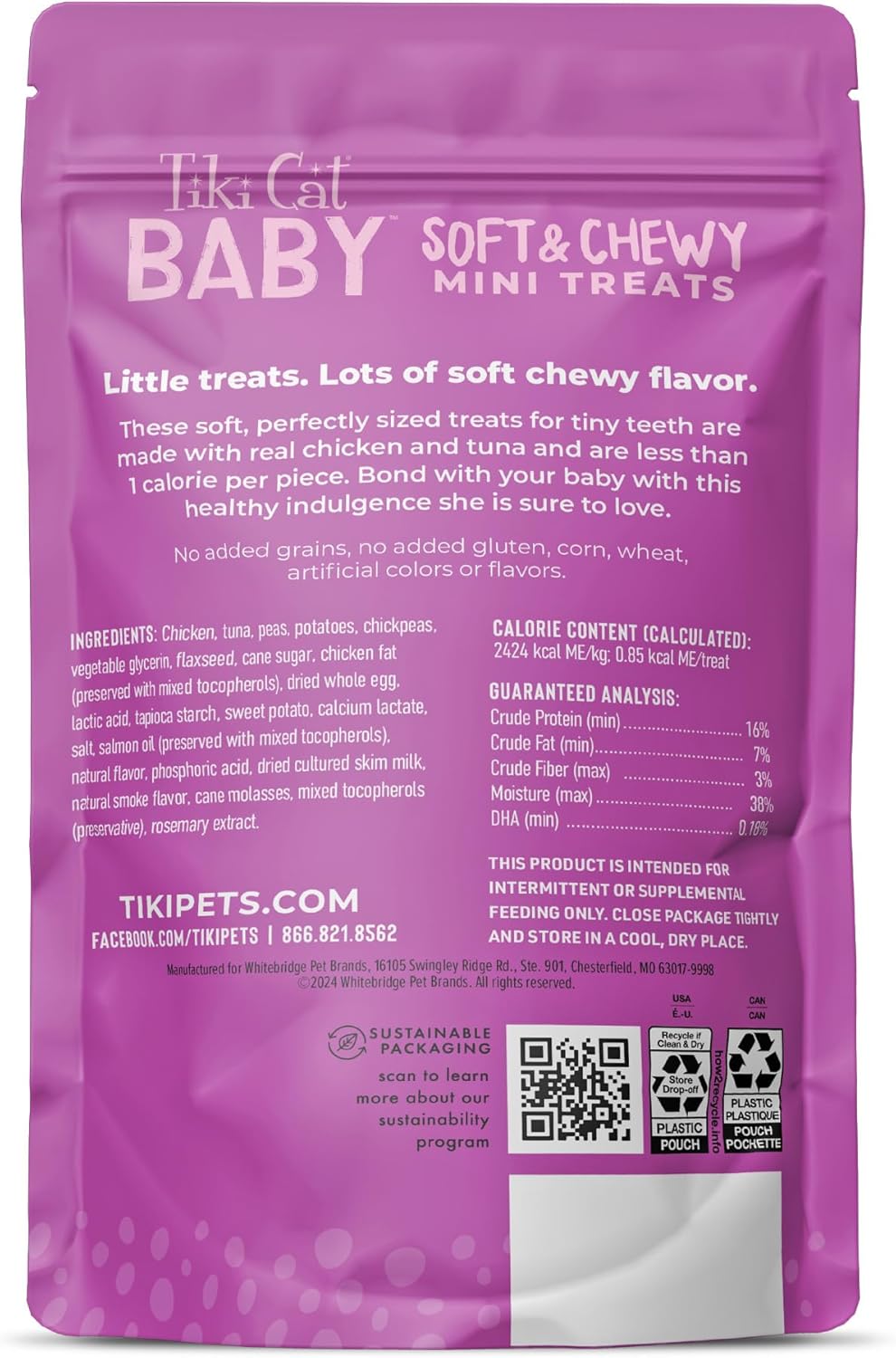 Tiki Cat Baby Soft & Chewy Chicken & Tuna Flavored Grain-Free Treats for Kittens