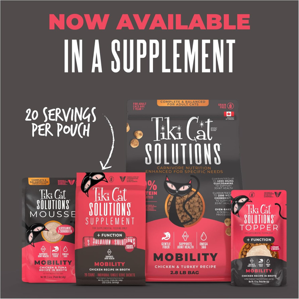 Tiki Cat Solutions Supplement Mobility Chicken Recipe in Broth for Cats (0.28 oz x 20 sachets) - Cat Food 7