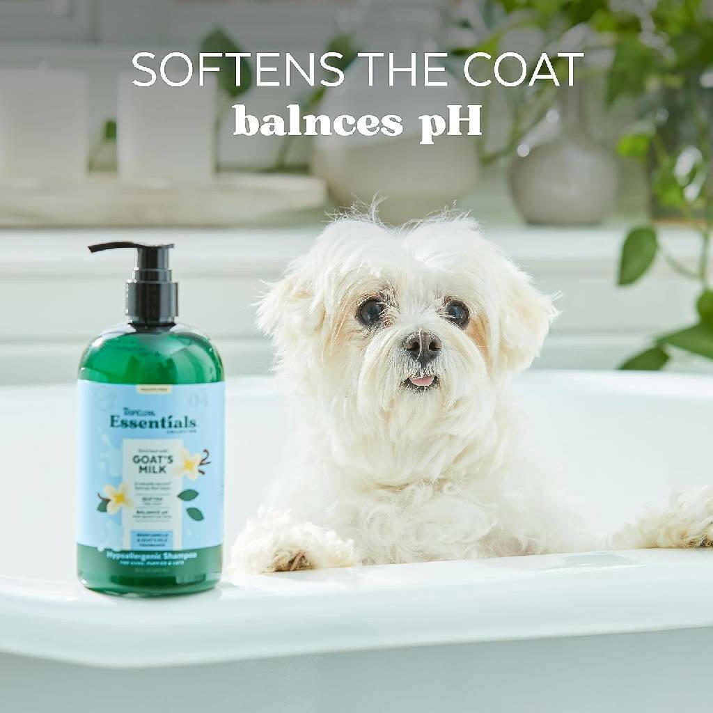 TropiClean Essentials Goat's Milk Shampoo for Dogs Puppies and Cats (16 oz)
