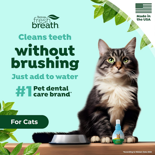 TropiClean Fresh Breath Drops Oral Care Water Additive for Cats (2.2 oz) - Pet Oral Care Supplies 2