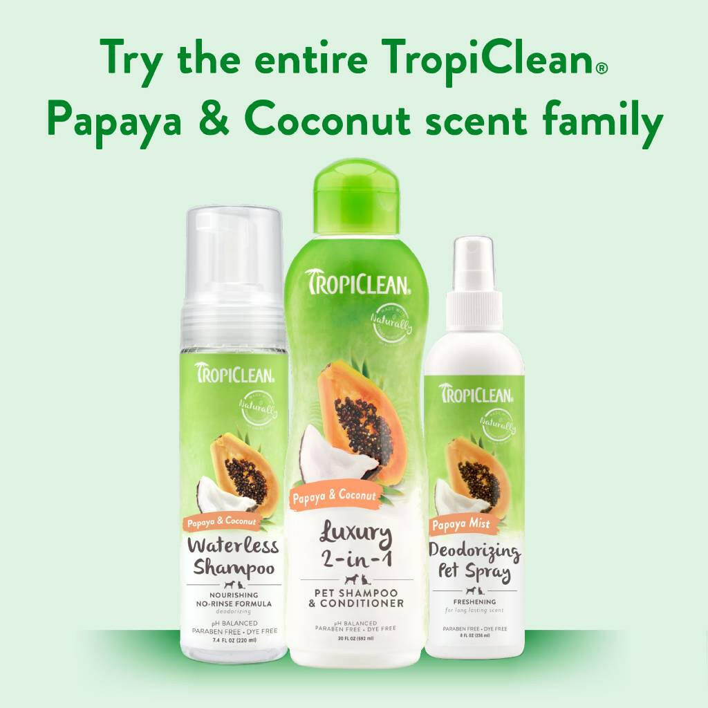TropiClean Luxury 2-in-1 Papaya & Coconut Shampoo & Conditioner For Dogs & Cats (20 oz)
