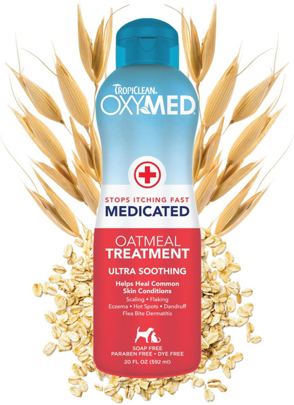 Tropiclean OxyMed Medicated Oatmeal Treatment Soothing Rinse For Pets (20 oz) - All Dog Grooming 1