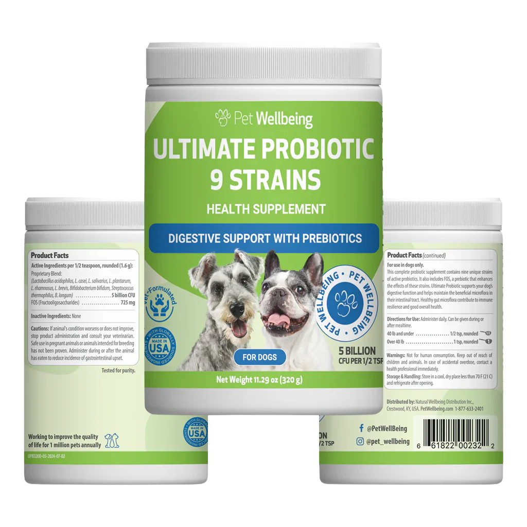 Ultimate Probiotic 9 Strains with Prebiotics for Dogs (11.29 oz) - cat Vitamins & Supplements 1