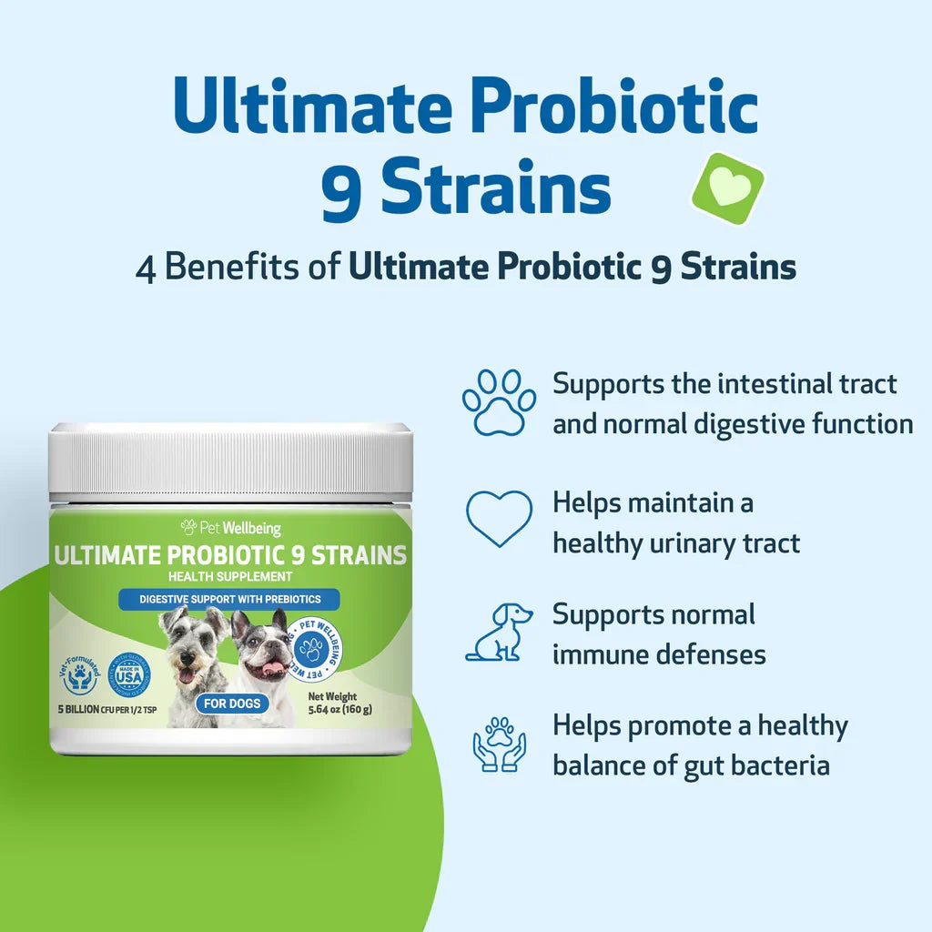 Ultimate Probiotic 9 Strains with Prebiotics for Dogs (11.29 oz) - cat Vitamins & Supplements 10