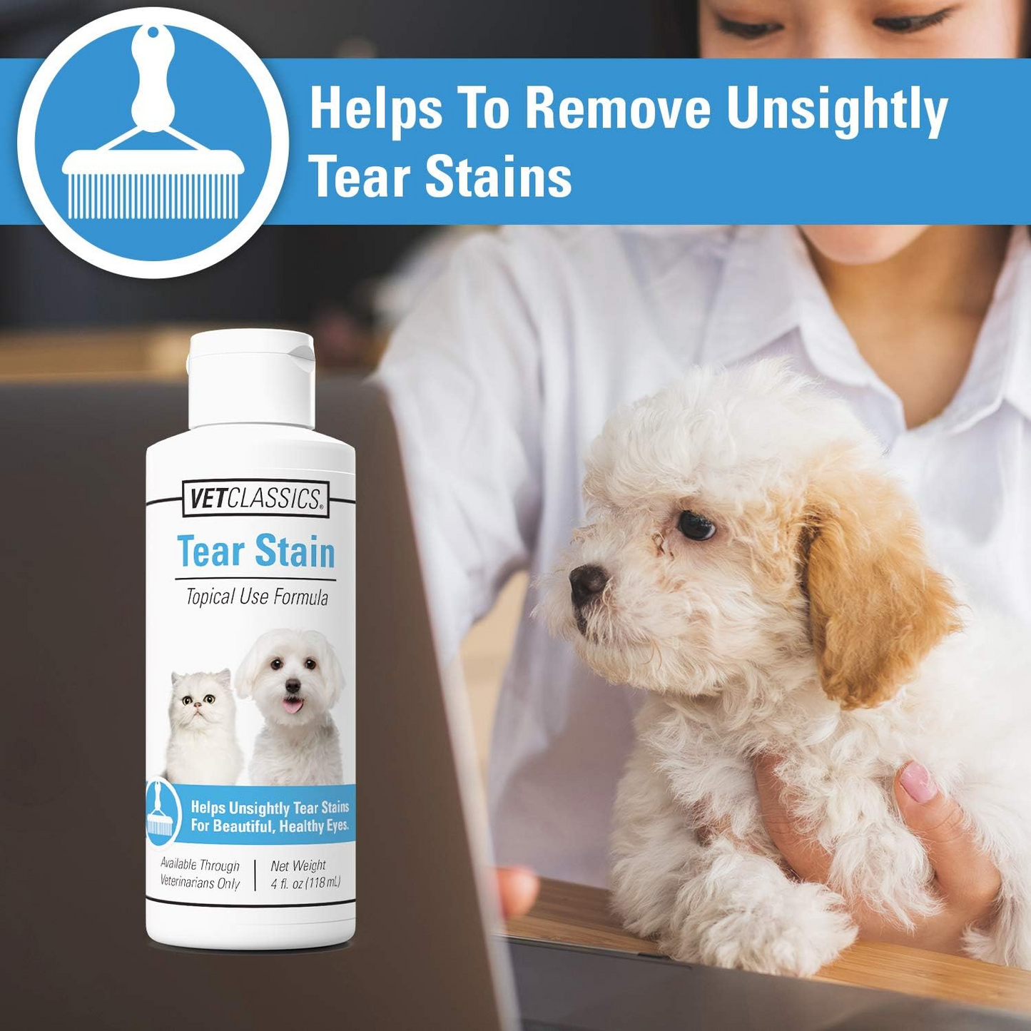 Vet Classics Tear Stain Topical Liquid for Dogs & Cats (4 oz) - 4