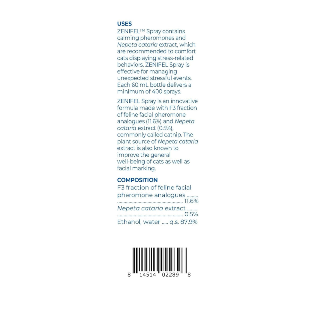 ZENIFEL Calming Pheromone Spray for Cats (2 oz)