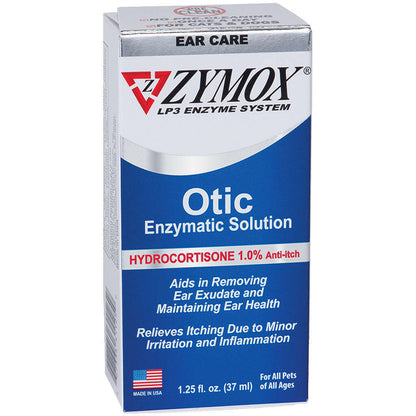 Zymox Otic Ear Treatment with 1% Hydrocortisone for Dogs & Cats - 1.25 fl oz